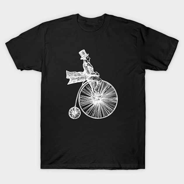 White Retro High Wheel Cyclist T-Shirt by Vintage Boutique